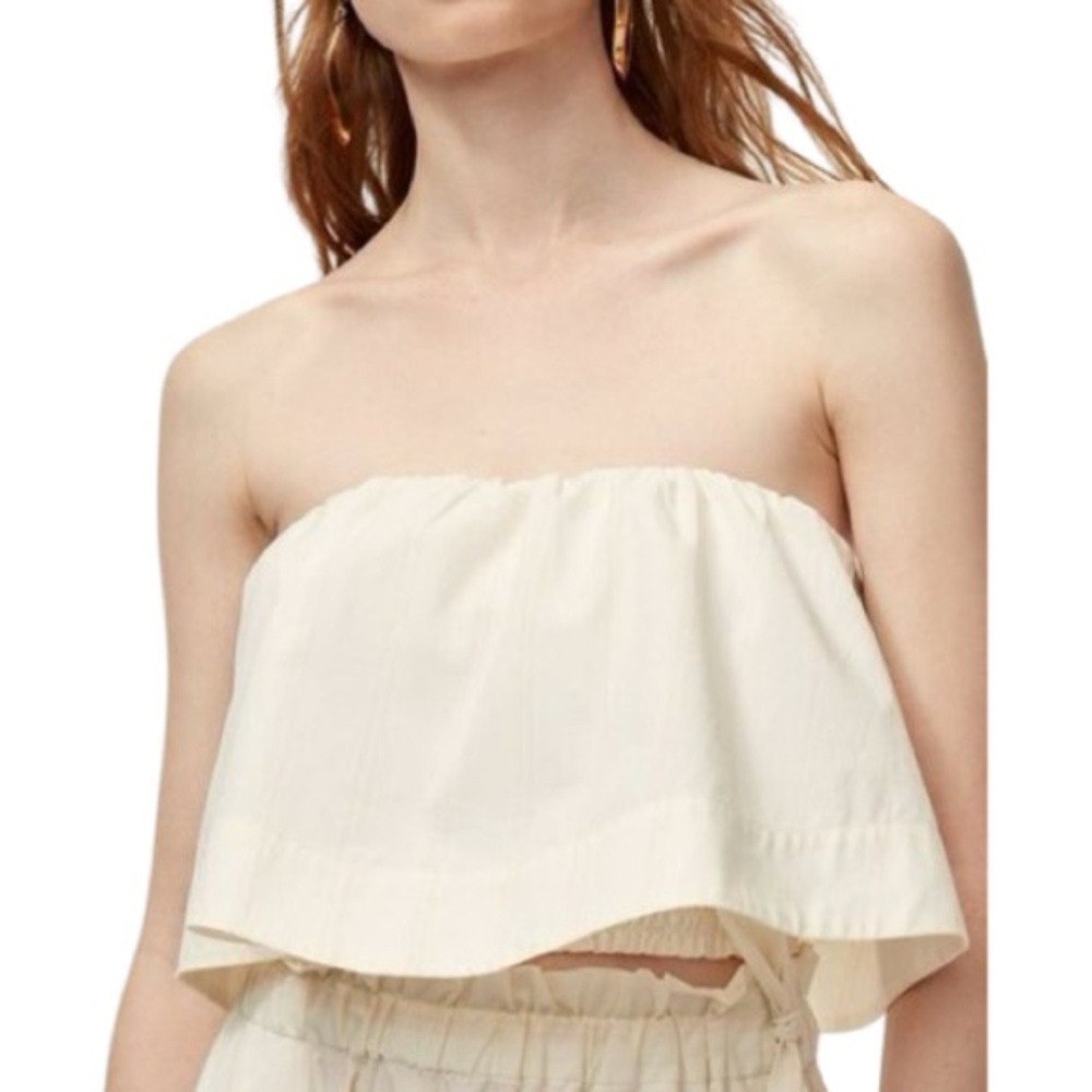Wilfred Bonaventure Strapless Blouse from Aritzia | Cream & Pink Striped | Small